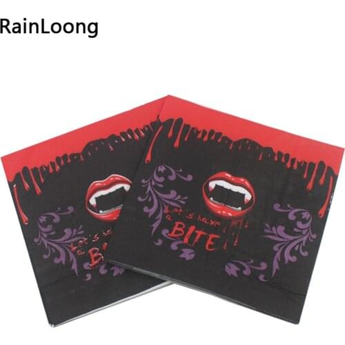 [RainLoong] Lets Have A Bite Paper Napkins Print For Halloween Decoration Punk Napkin Servilleta 33*33cm 1 pack (20pcs/pack)