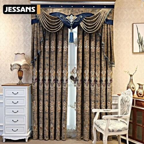 Luxury European Style Curtains for Living Room for Bedroom Jacquard Embroidery Valance Curtains Window Treatment Home Decoration