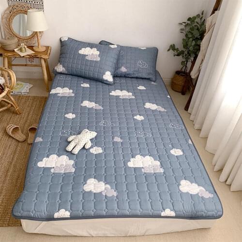 1 pc Quilted Mattress Pad Machine Washing Non-slip Bedspread Single Queen King Printed Kids Bed Pad Mattress