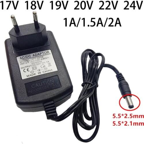Universal 17/18/19/20/22/24V Power Adapter AC/DC Adaptor 1A 1.5A 2A Supply Adaptador EU US Plug