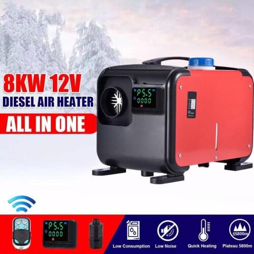 1-8kW 12V/24Vr Air Diesels Heater LCD Monitor Parking Warmer Quick Heat Single Hole Car Heater Low Noise For Truck Boats Bus