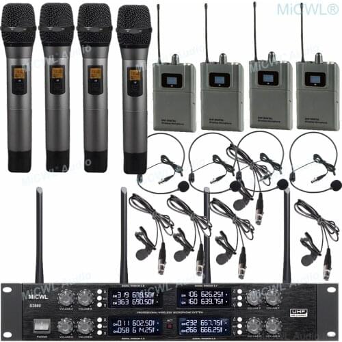 MiCWL High Sensitivity Condenser 8 Gooseneck Microphone Wireless Conference Table Digital Mics System With One Key Mute Function