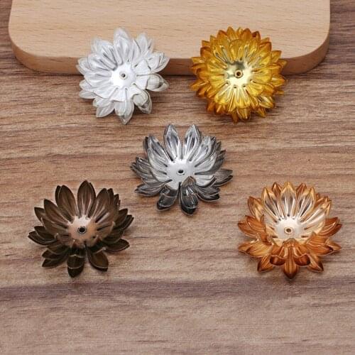 10pcs 30mm Metal Brass Flowers Tray DIY Accessories Filigree Flowers Bead Caps Connectors For Jewelry Making