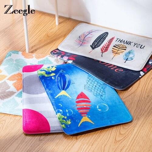 Zeegle 40X60cm Size Door Mats Anti-Slip Entrance Hallway Mats Absorbent Bathroom Carpets Bedroom Floor Mats Kitchen Area Rug