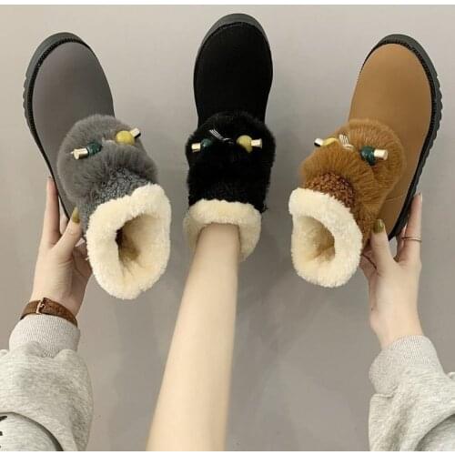 Winter Ankle Boots Womens With Plush Round Toe Internal Height Increase 4cm Fashion Shoes For Women Zip Khaki 35-40