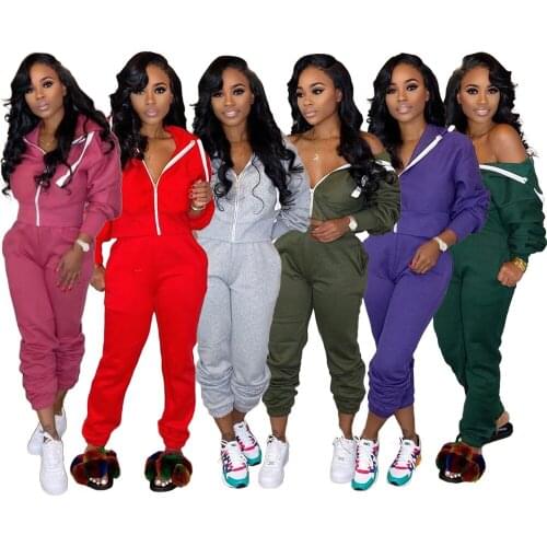Echoine Women Casual Sport Two Piece Set Hooded Zipper Up Sweatshirts Jogger Sweatpants Suit Tracksuit Matching Fitness Outfits