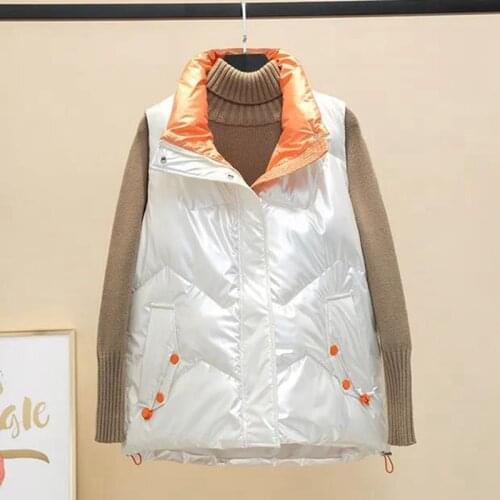 Women autumn Winter waistcoat Glossy bright 2021 vest winter Warm new Korean woman down vest sleeveless jacket