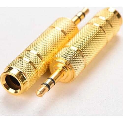 Gold 3.5mm Male Plug to 6.35mm Female Jack Stereo Audio Adapter For Guitar