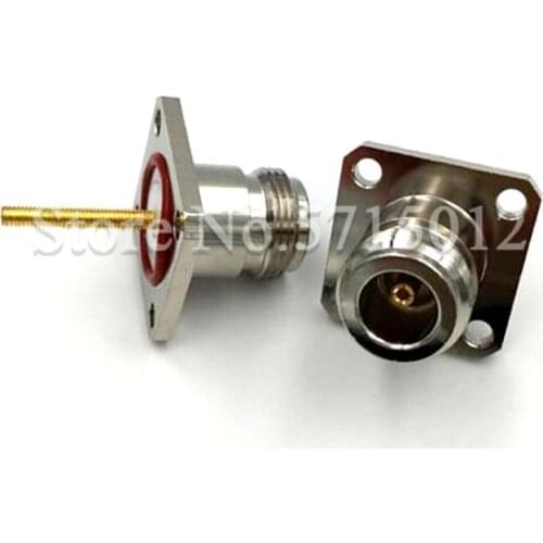 1Pcs N Type Waterproof Pure Copper RF Connector N-KF Female Head 25mm Diameter Flange Gold Plated Lengthened Needle