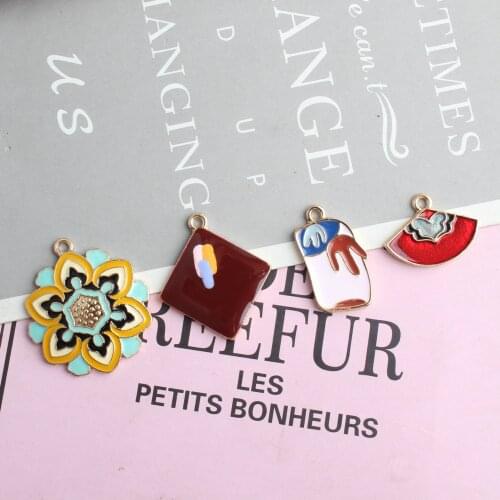 10pcs Abstract Pattern Enamel Charms Dangle Jewelry Earrings DIY AccessoIes Cute Animals Pendants Charms For Bracelet Making
