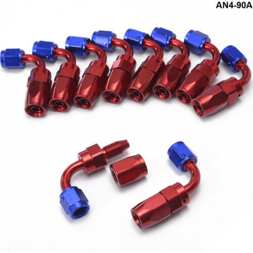 10PCS/LOT AN4 Pipe joints Aluminum 90 Degree Swivel Oil/Fuel Fitting Adaptor Oil cooler hose fitting AN4-90A