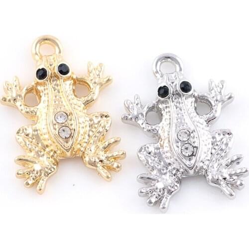 10pcs/lot Frog Rhinestone Dangle Handmade Charms Pendant DIY for Bracelet Necklace Bag