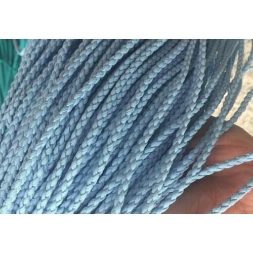 100m Sky Blue 3mm Braided leather Leather Cord string, faux leather string cord, PU Leather cord, Faux Leather Round Cord