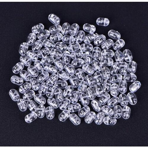 100pcs/lot 5*8mm High Quality Fishing Plastic Transparent Clear Oval Beads Double Pearl Drill Cross Beads Wholesale