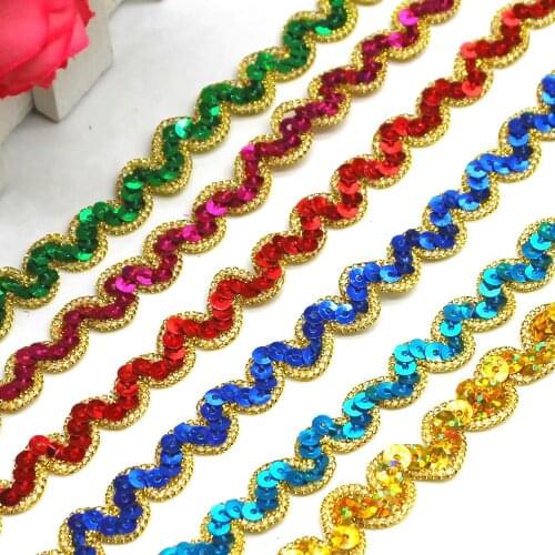 6 Yards Gold Lace Ribbons Laser Sequin S Striped Appliqued Trim Braided Cosplay Costumes Sewing Apparel Trims 1.5cm