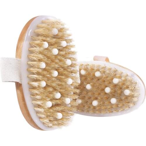 2 Pcs Dry Brushing Body Brush Bath Brush，Natural Bristle Gentle Exfoliating for Softer，Gentle Massage Nodes for Treatment & Impr