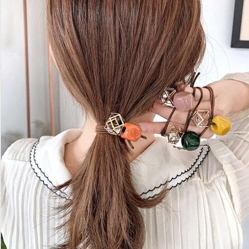 2PCS/Set Women Girl Lady Cute Beads Ball Elastic Hair Bands Tie Scrunchie Ponytail Holder Rubber Bands Fashion Hair Accessories