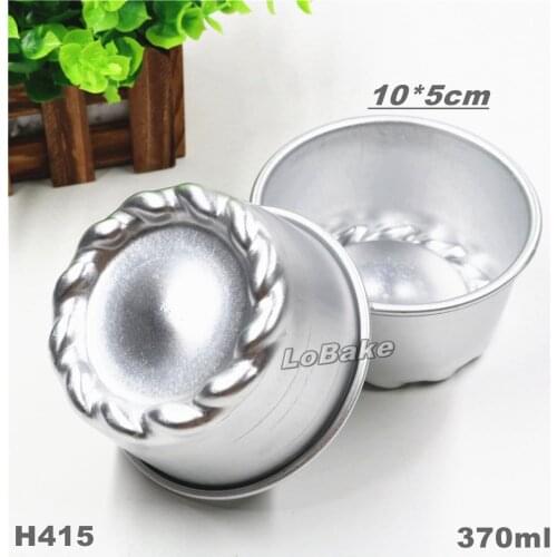 5pcs/lot) 370ml flower bottom round cup shape aluminium tart mold jelly pudding gelatin mould fondant candy cake moulds DIY