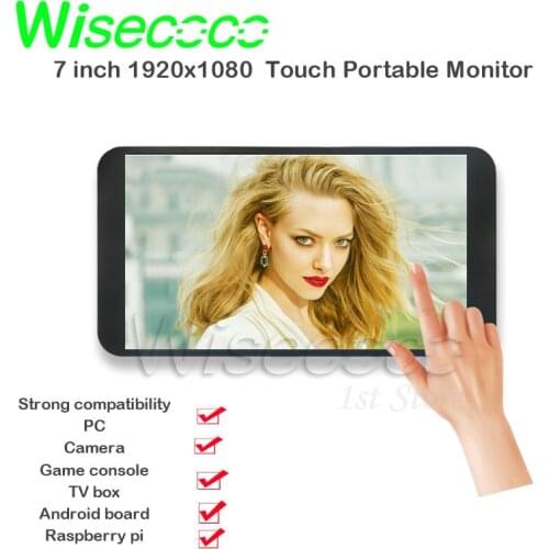 Wisecoco 7 Inch 1920x1080 IPS Touch Monitor Pocket Display For PS4 Camera TV Box Raspberry Pi 3 4 Android Linux SBC With Cover