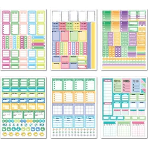 730pcs Planner Stickers Flakes Waterproof Label School Stationery Sticker Scrapbooking Journal Stickers Daily Planner Decoration