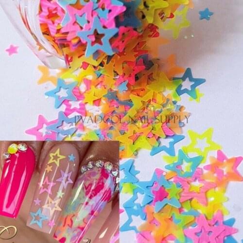 Nail Art Glitter Neon Star 3D Shape Nail Sequins Flakes Mix Shining Glitters Acrylic Gel Nails Decoration