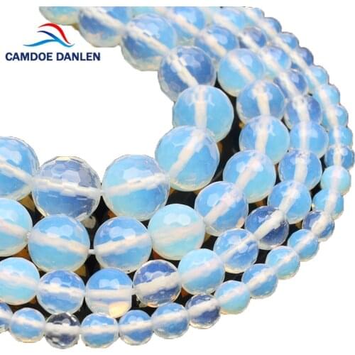 CAMDOE DANLEN Natural Faceted Opal Stone Beads 6 8 10 12MM Strand Beads DIY Charm Beads For Jewelry Making Accessories Wholesale