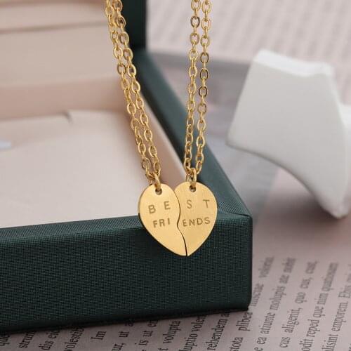 Split Heart Necklaces For Women Stainless Steel Gold Chain Ketting Choker Collares Best Friend Friendship Jewelry Gift Whosale