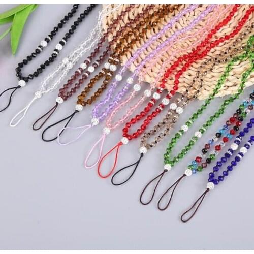DHL 50pcs Bling Crystal Neck Strap Lanyard Necklace for Cell phone iPod mp3 mp4 USB Flash Drive ID card badge Eyeglass Holder