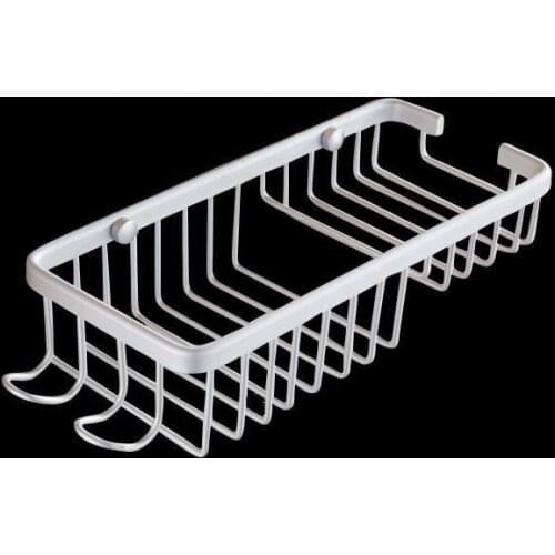 Home Decoration Storage Bathroom Rectangular Space Aluminum Bracket With Hook Soap Tray Shower Shelf Tray