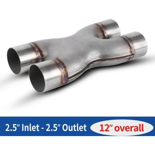 Dual 2.5" X Pipe Universal Stainless Steel Stamped Crossover Exhaust Tail Pipe