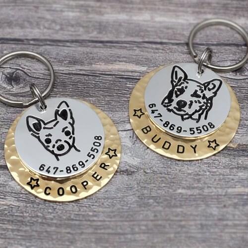 Personalized Chihuahua Dog Tag Hand Stamped Pet ID Tag Customized Any Dog Breed ID Tag Pet Collar Tag Lost Pet Dog Collar Tags