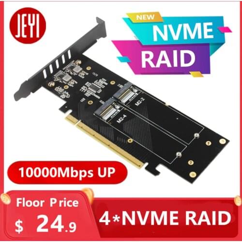 JEYI iHyper m.2 X16 TO 4X NVME PCIE3.0 GEN3 X16 TO 4*NVME RAID CARD PCI-E VROC CARD RAID Hyper M.2X16 M2X16 4X X4 NVME*4 RAID