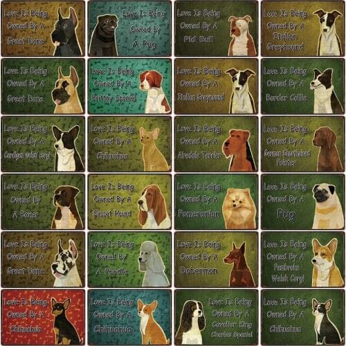 [ Kelly66 ] Pets Dog Pit Bull BullDog Chihuahua Boxer Metal Sign Tin Poster Home Decor Bar Wall Art Painting 20*30 CM Size Dy96