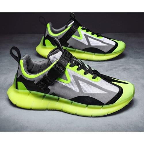 Mens Mesh Lace Up Sneakers Round Toe Match Colors Light Fluorescence Shoes Sport Athletic Boys Casual Sport Plus Size