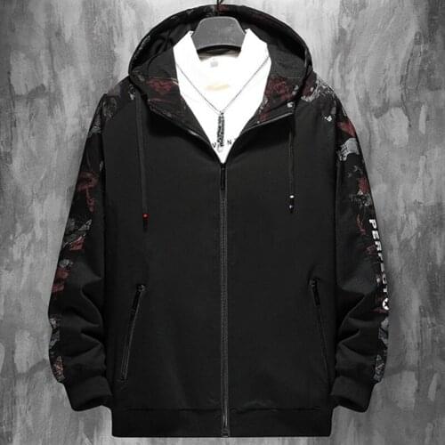 Spring and autumn mens oversize coat tide fat sports casual jacket hooded cardigan plus fertilizer plus David clothes 9x