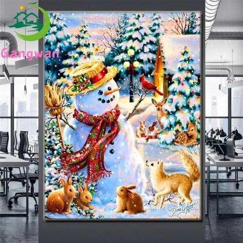 Full Square Drill 5d Diy Diamond Painting Christmas snowman Cross Stitch Embroidery animals , tree Mosaic Handicraft Home Decor