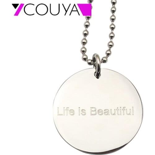Hot Fashion Necklace for Women customization Round Pendant "life is beautiful" Silver Color Necklaces & Pendants Jewelry
