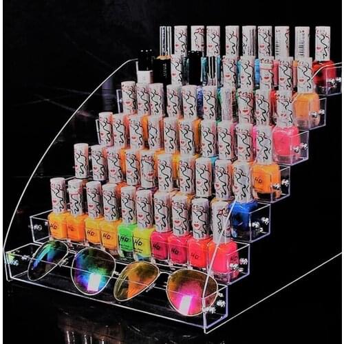 Multi-layer Jewelry Display Stand Holder Makeup Cosmetic Clear Acrylic Organizer Lipstick Nail Polish Rack Storage Shelf