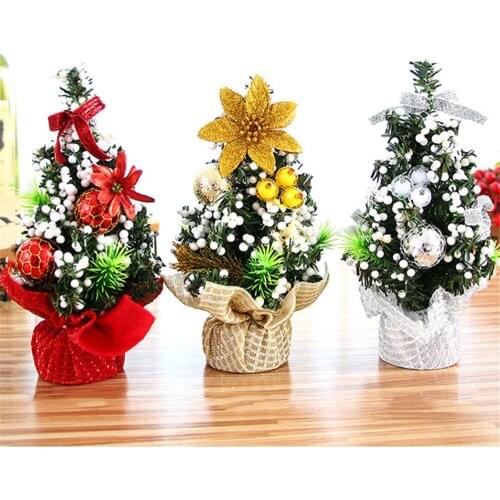 2018 New Holiday Christmas Tree Flower Mini Desktop Table XmasTree Decoration Party Ornament for Indoor Home Office Kids Gifts