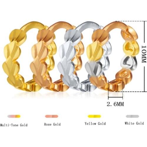 New Pure 18K Multi-Tone Gold Earrings 10x10x2.6mm Bueutiful Pattern Ear Hoop For Woman