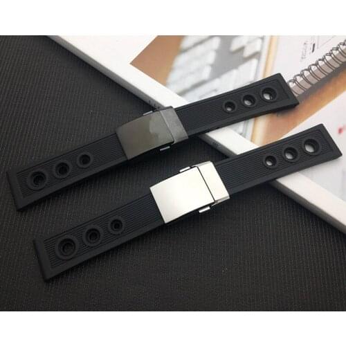 New Black soft Silicone Rubber Watch band 22mm 24mm WatchBand Bracelet For navitimer/avenger/Breitling strap free tools logo had