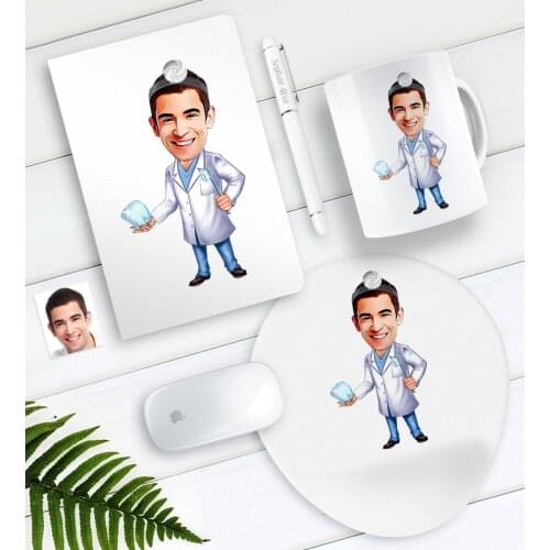 Personalized Mr Dentist Caricature Of Notebook Pen Mug Mouse Pad Seti-3