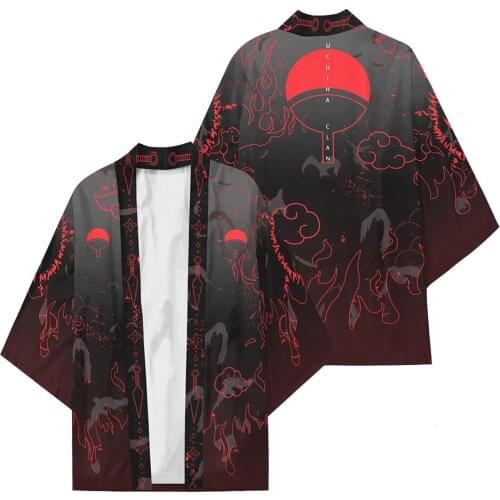 Anime Uchiha Hatake Cloak Uzumaki Clan Badge Kimono Cardigan Robe Cospaly Costume Print Casual Coat