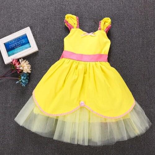 Girls Cartoon Dress Children Christmas Clothing Kids Party Dress for Belle Princess Halloween Cosplay Clothes Girls Cotton Dress