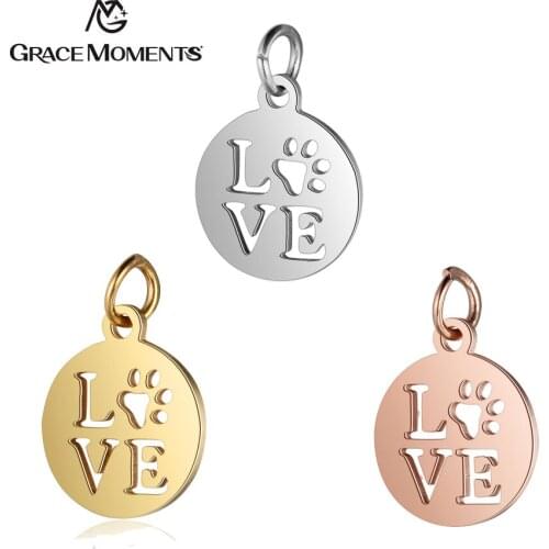5pcs/Lot 316L Stainless Steel Charms 3 Colors Love Charms Pendants for Jewelry Making Bracelet DIY Handmade Accessories Gift