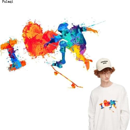 Pulaqi Letter Patch Iron On Transfer For Clothing PVC Vinyl Heat Transfer Stripes On Clothes Sticker Van Gogh Patch Applique DIY