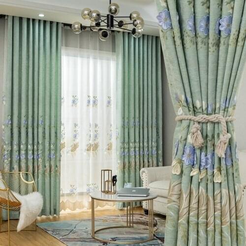 Curtains Relief European Fot Living Room and For Bedroom Shading Embroidered Curtains