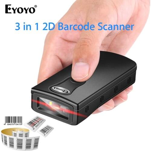 Eyoyo Bluetooth 1D QR 2D Barcode Scanner USB Wired & 2.4G Wireless & Bluetooth Bar Code Reader Portable CCD Screen Scanner