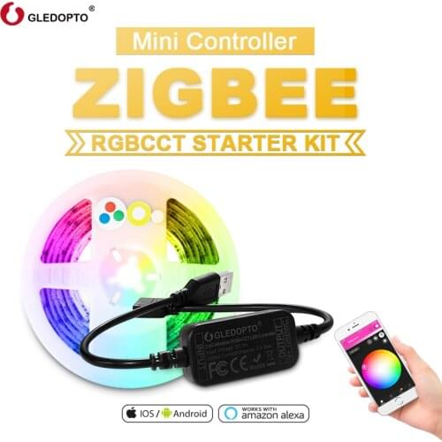 In Stock！1PC ZigBee LED 5V RGB+CCT TV Computer LED Strip Light Kit 2M Work With Zigbee Hub Echo Dropship High-Quality