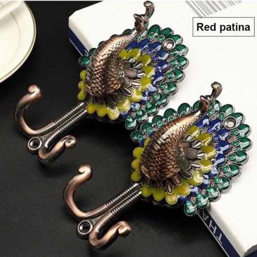 Alloy Vintage Peacock Curtain Hooks Colorful Antique Wall Hangers Home Kitchne Bathroom Organizer Utensils Accessories Tools
